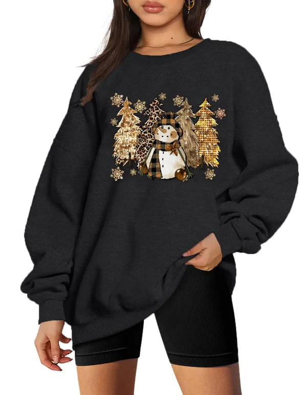 "Merry Christmas" Leopard Tree Graphic Sweatshirt